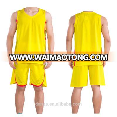 2017 popular customized logo printing good quality cheap basketball uniform yellow