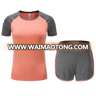 Quick dry short sleeve breathable compression lady yoga clothes women yoga wear set