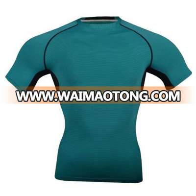 2017 Men short sleeve sports running t-shirts color green gym wear